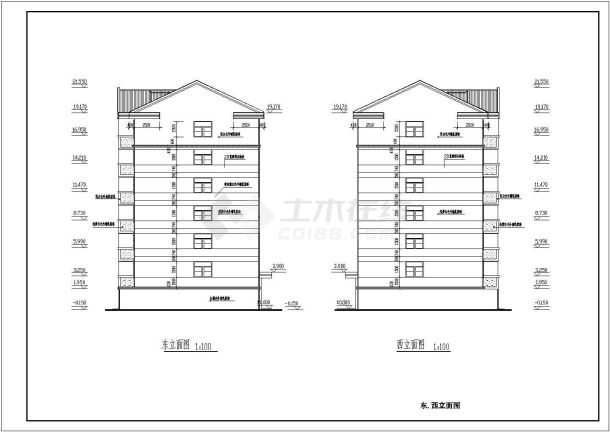 南京某职业技术学院宿舍楼整体施工设计CAD图纸-图一