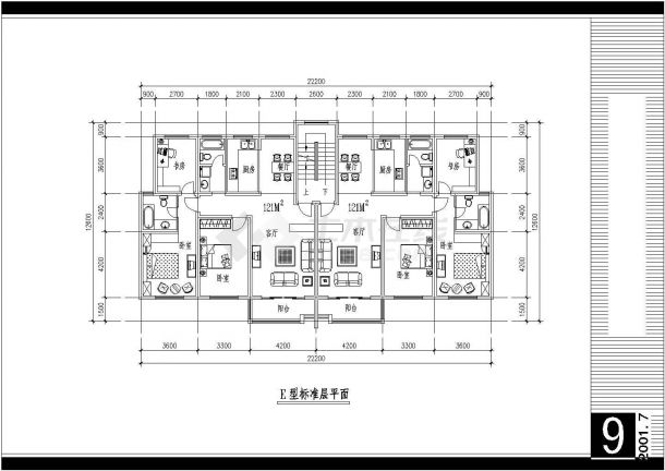 海门区招商国际小区住宅平面设计CAD图纸-图二