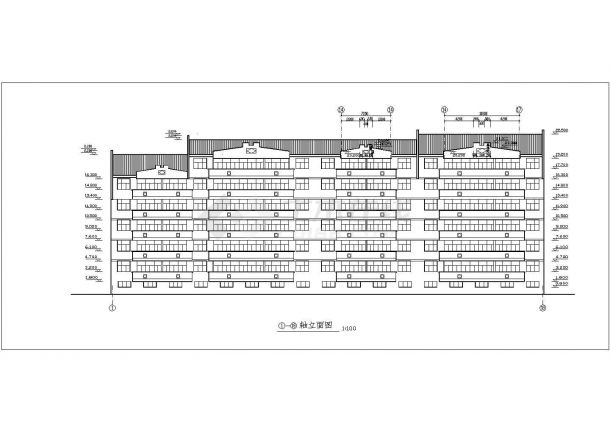 昆山市某高层小区7层框架坡屋顶住宅楼施工设计CAD图纸-图二