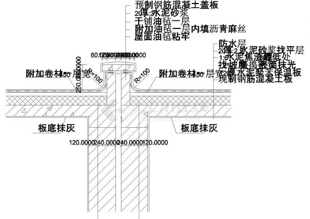 连云港地区某码头管理大楼檐口部分建筑设计CAD施工图-图一
