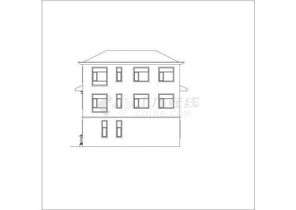 三层单家带露台别墅建筑设计图cad-图二