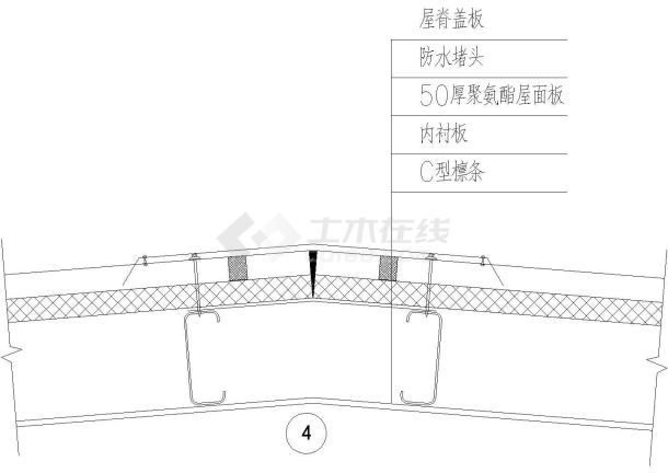 北京某大学图书馆屋顶屋脊建筑设计CAD施工图-图一