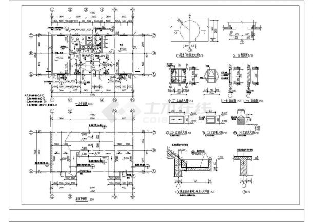 【南京】某公园亭廊建筑施工全套CAD图-图一