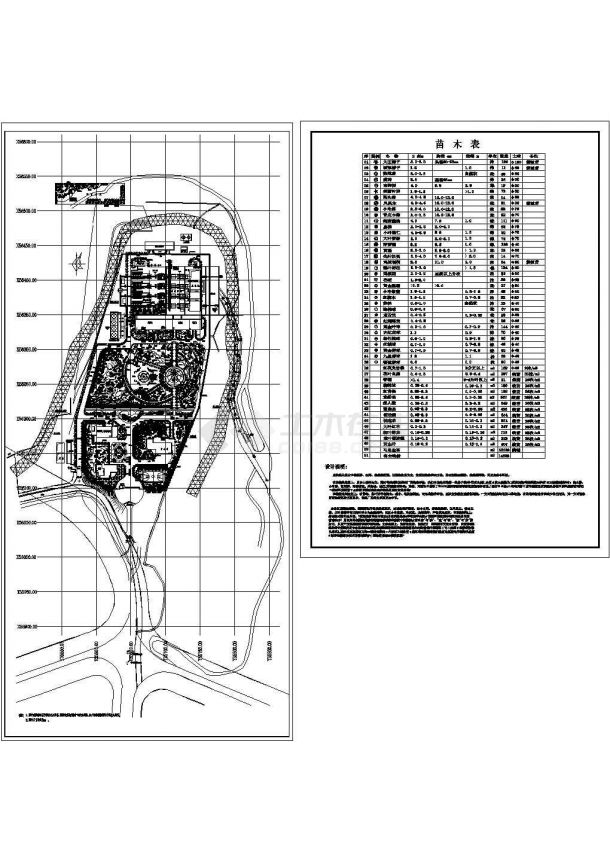 某地区大型垃圾处理厂区绿化总平面CAD设计施工完整图纸-图一
