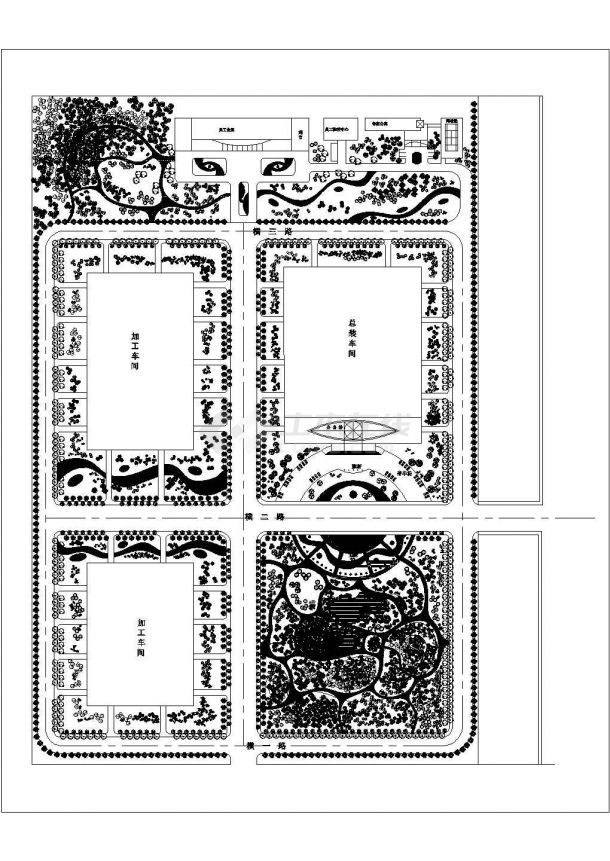 某地区大型工业园绿化总平面CAD设计施工完整图纸-图一