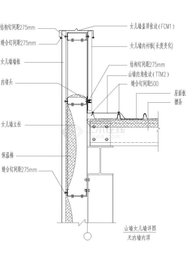 深圳罗湖区某住宅楼建造工程山墙女儿墙建筑设计CAD施工图-图一