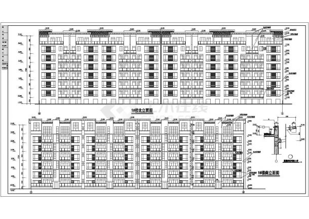 9000平米7层框混结构住宅楼建筑设计CAD图纸（含杂物间层）-图一