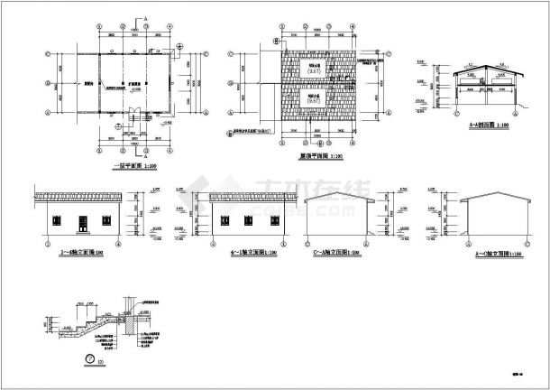 某砖混结构园林古典风格亭廊设计cad全套建筑施工图（含设计说明）-图二