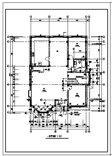 某市二层带阁楼阿里苏丹别墅建筑施工cad图，共五张-图二
