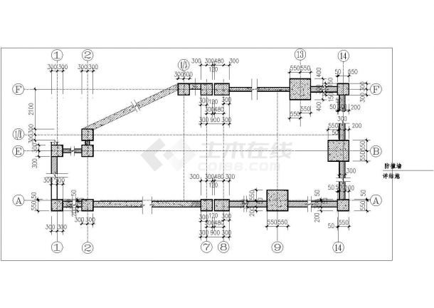 苏州市鸿山花园小区12层框架结构住宅楼局部平面设计CAD图纸-图二