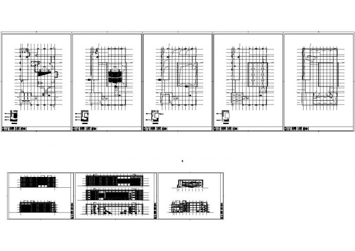 四层中学办公楼建筑施工cad图，共八张_图1