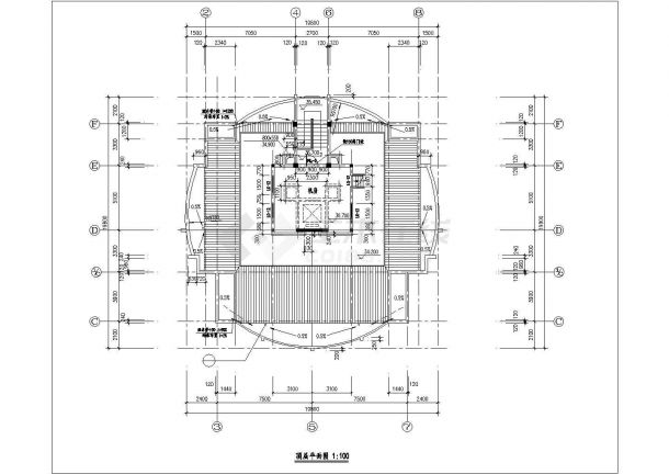 南京某小区12层住宅楼全套平面设计CAD图纸（1梯2户/每户120平米）-图二