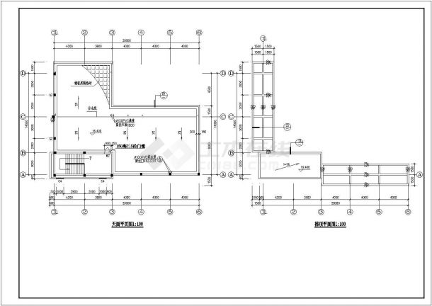 某宿舍餐厅全套建筑CAD平面布置参考图-图二
