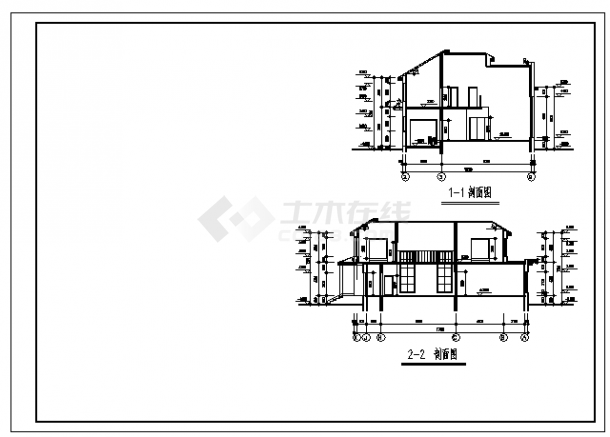 二层E型别墅建筑施工cad图，共三张-图二