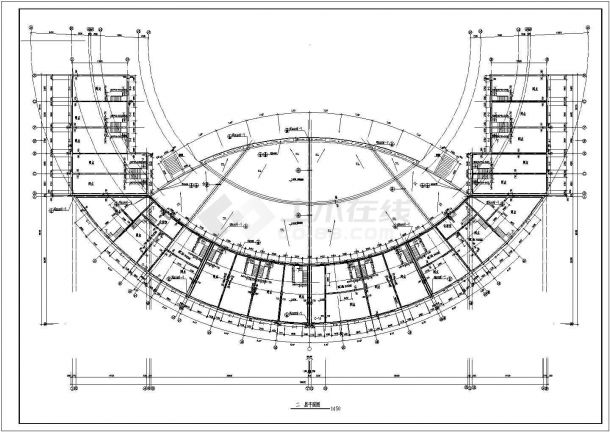 武汉市市区某大型广场舞台及网点建筑设计CAD图纸-图二