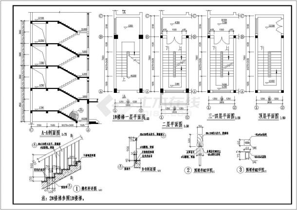 杭州鸿信车业有限公司宿舍楼整体施工设计CAD图纸-图一