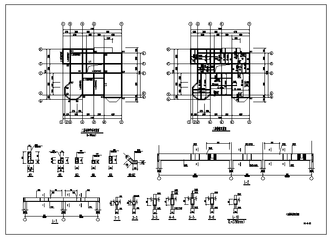 二层框架结构别墅结构施工cad图，共十四张_图1
