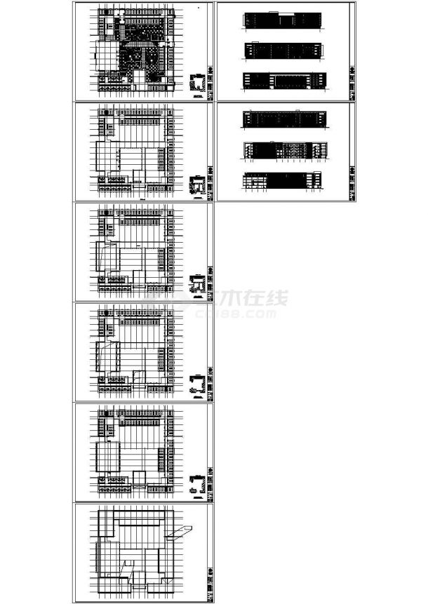 五层中学及体育学院宿舍建筑施工cad图，共八张-图一