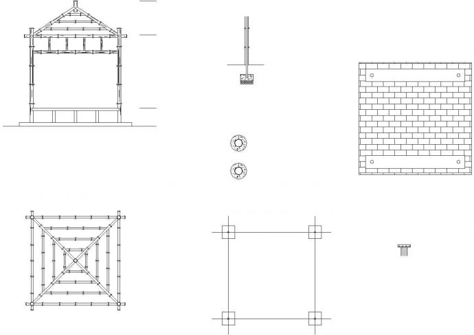 某精致仿竹亭建筑设计节施工CAD参考图_图1