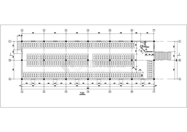 某单层轻钢自行车车棚设计cad建筑施工图（甲级院设计）-图二