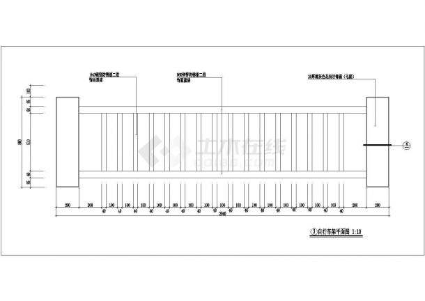 某单层自行车停车架设计cad建筑施工图纸（甲级院设计）-图二