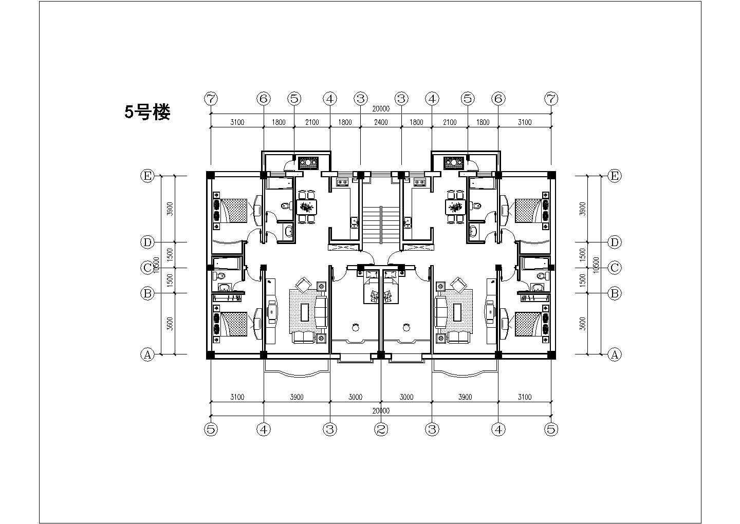 抚顺市某新建小区高层住宅楼的标准层平面设计cad图纸(13张)