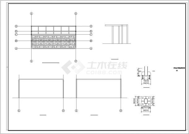 7米14米公交站台新建工程结构设计CAD图-图一