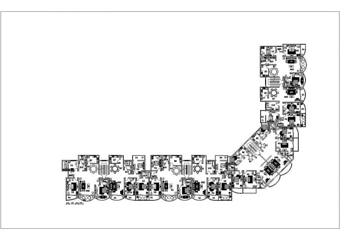 贵阳某小区住宅楼1100平米L型标准层平面设计CAD图纸（4梯8户）_图1