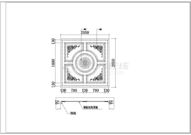 经典整木吊顶设计cad图库28款（标注详细，种类全）-图二