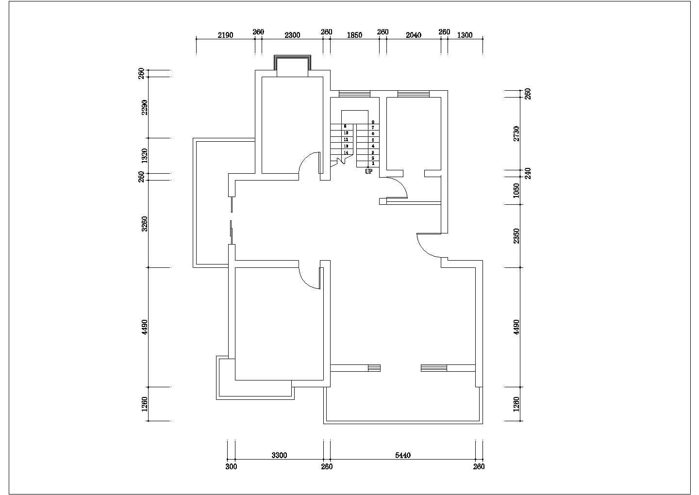 某三房型中式家居装修设计cad全套施工图（标注详细）