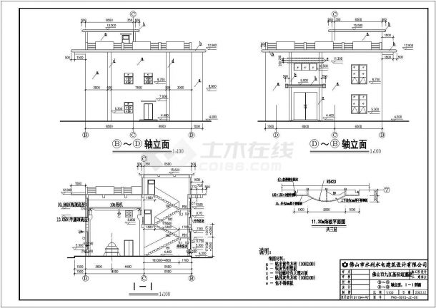 某二层框架结构泵站主厂房设计cad全套建筑施工图（ 含设计说明）-图二