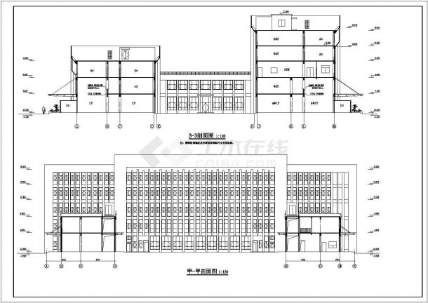 五层办公楼建筑设计方案CAD图-图二