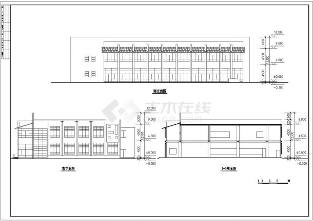 某工厂小型食堂整套建筑设计施工CAD平面剖面立面图-图一