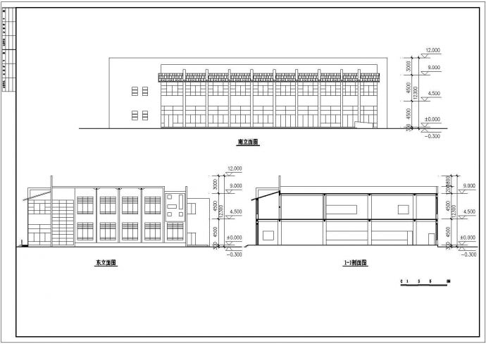 某工厂小型食堂整套建筑设计施工CAD平面剖面立面图_图1