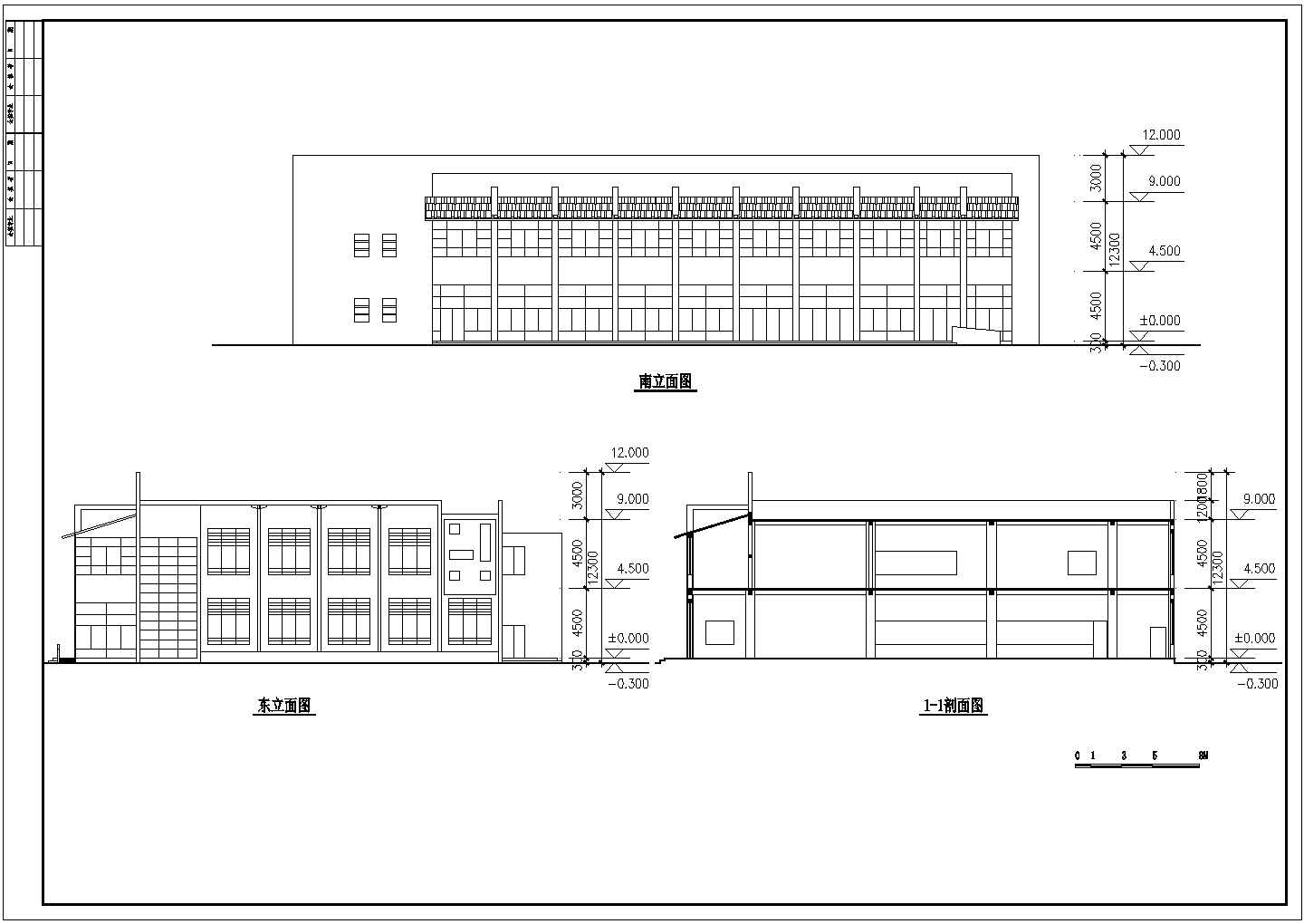 某工厂小型食堂整套建筑设计施工CAD平面剖面立面图