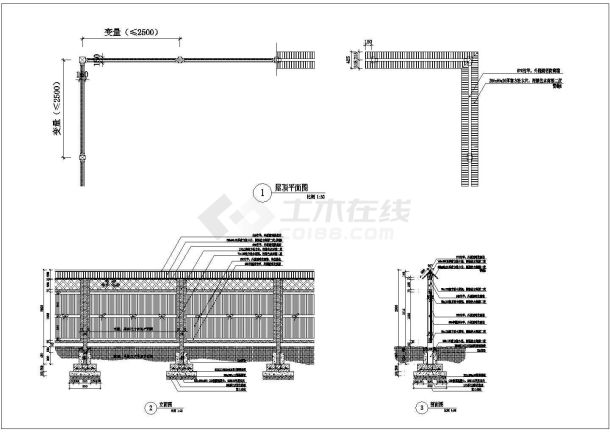 中式竹篱笆竹墙竹围墙施工图详图-图一