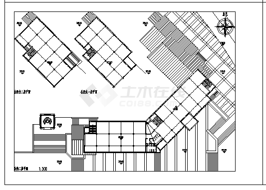 二层带地下二层别墅区会所建筑施工cad图，共四张-图二