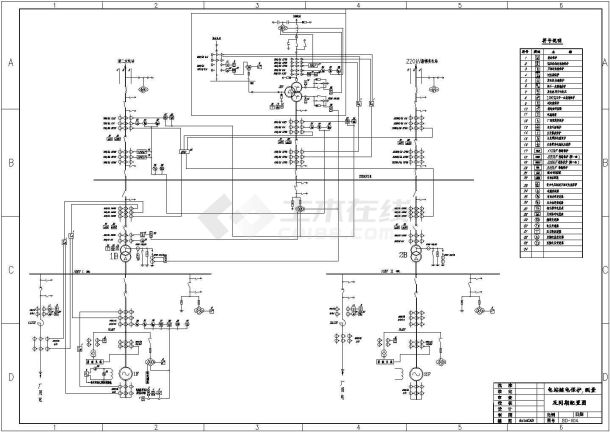 电站继电保护测量及同期配置图cad-图一