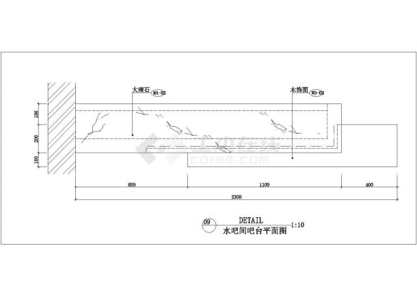 某大型标准建筑家庭水吧台设计施工CAD图纸-图二