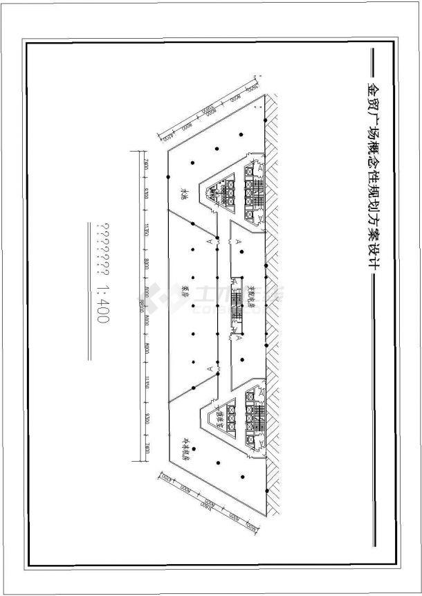 重庆金贸广场设计cad全套建筑方案图纸（标注详细）-图一