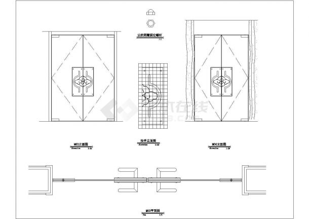 某大型标准建筑钢化玻璃装饰门设计施工CAD图纸-图一