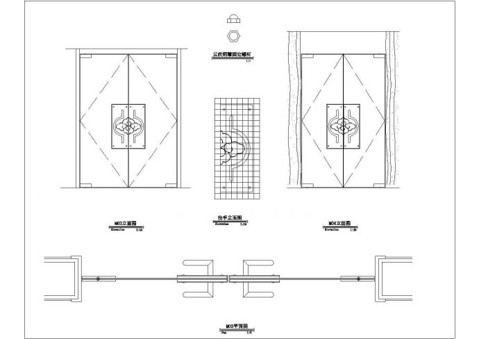 某大型标准建筑钢化玻璃装饰门设计施工CAD图纸_图1