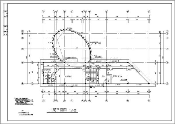 838平米会所建筑设计施工图-图二