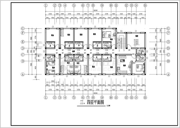 4层997.24平米单身宿舍楼建筑施工图-图一