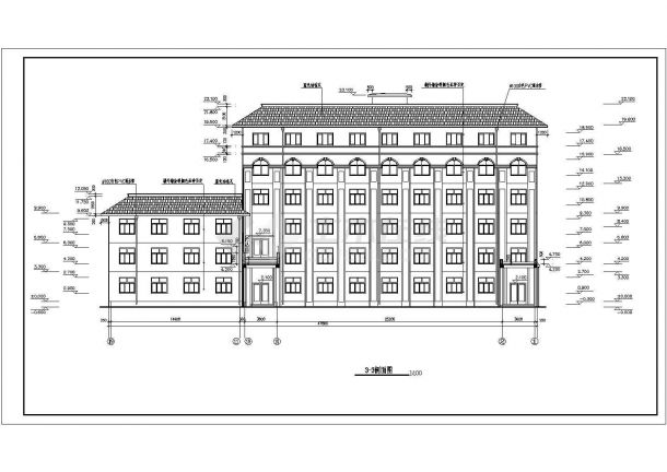 某学校多层框架结构综合楼设计cad全套建筑施工图（甲级院设计）-图二
