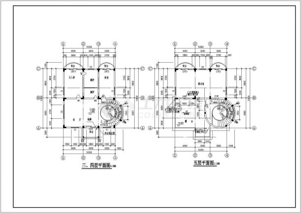 五层欧式别墅建筑设计施工图-图二