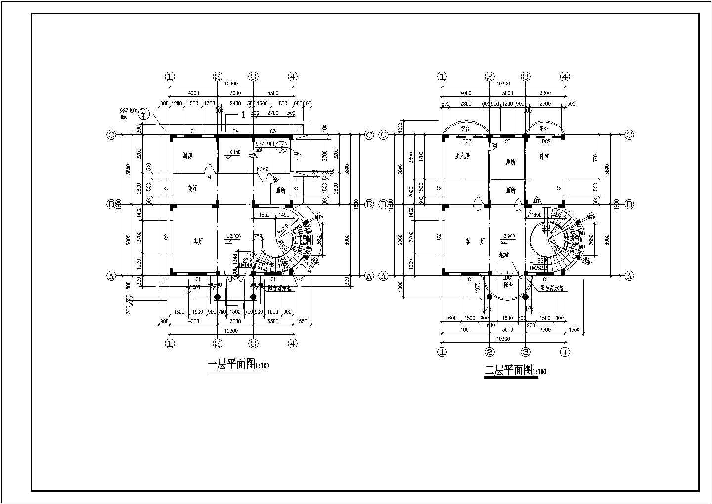 五层欧式别墅建筑设计施工图