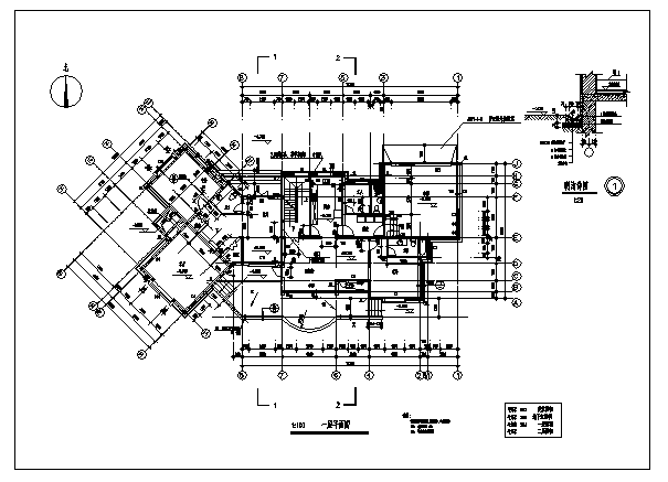 700平方米某二层带地下室H型别墅建筑施工cad图，共十二张_图1