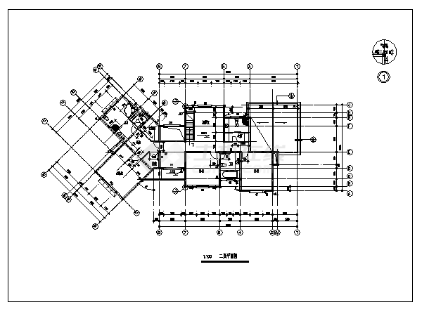 700平方米某二层带地下室H型别墅建筑施工cad图，共十二张-图二