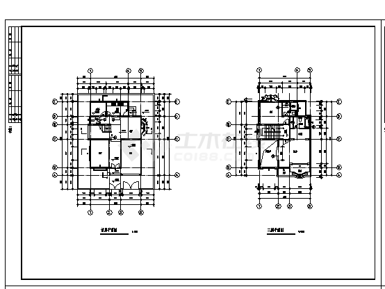 某市三层翡翠A型别墅建筑施工cad图，共十二张-图二